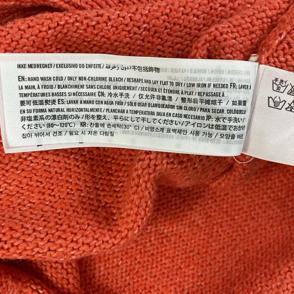Hollister Women's Medium V-Neck Sweater Coral Long Sleeve Knit Pullover Logo